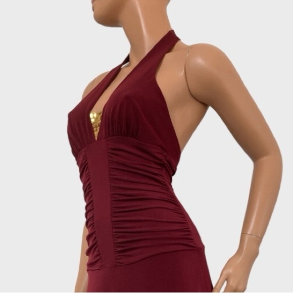 Fairygrunge Vintage Women’s Sz.M Burgundy Halter Dress High-Low ~Y2K Party Glam - Picture 5 of 11